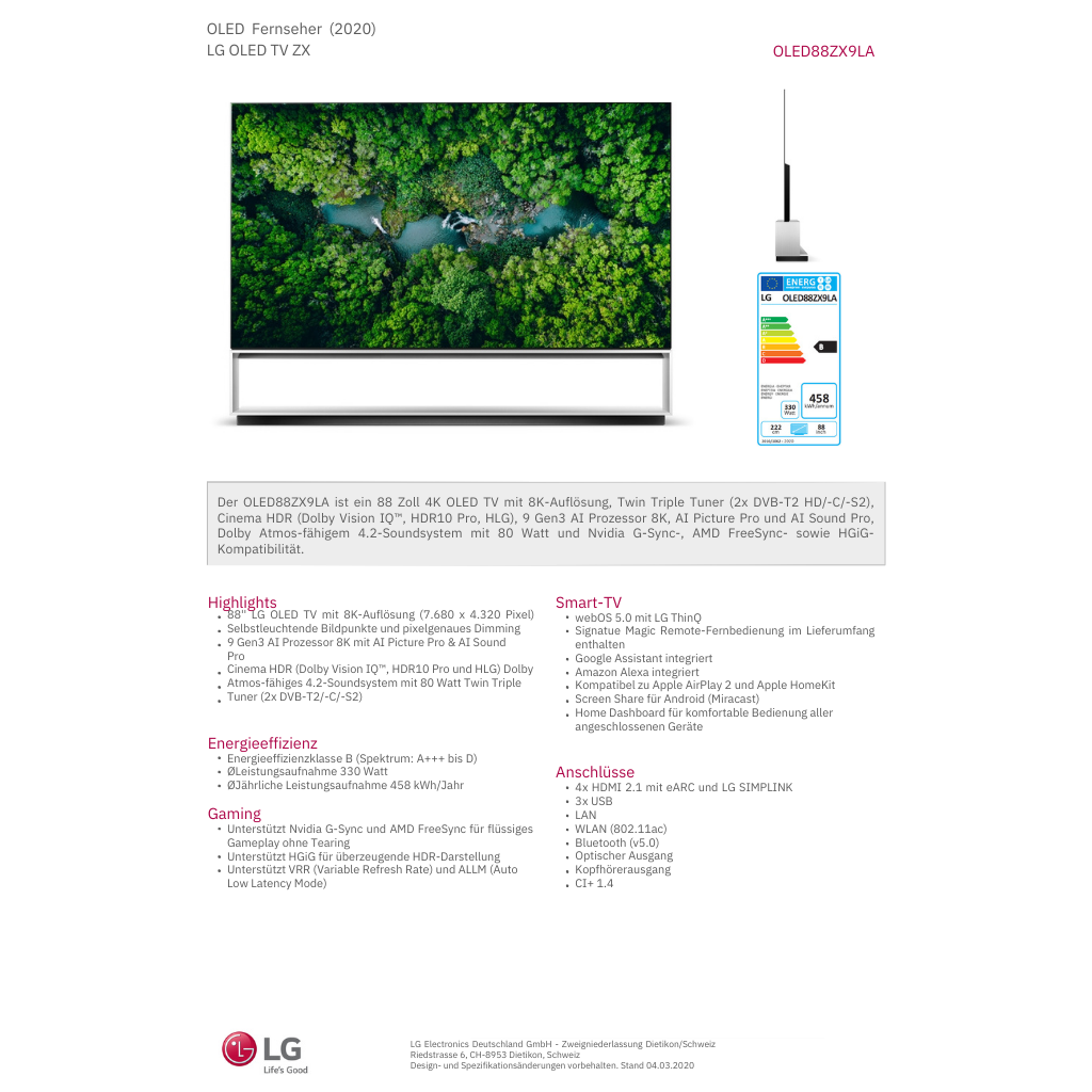LG 88´´ OLED88ZX9LA Ultra HD (8K) TV